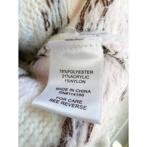 Sugar Moon Fair Aisle Sweater Apres Ski Size Medium Cream Purple Blue - Picture 6 of 6